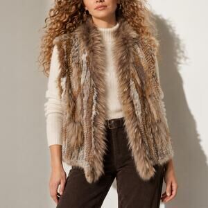 Love Token Genuine Rabbit Raccoon Fur Vest Size L